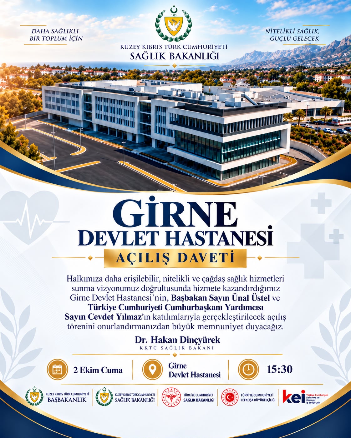 Girne ve Güzelyurt devlet hastaneleri yarın açılıyor