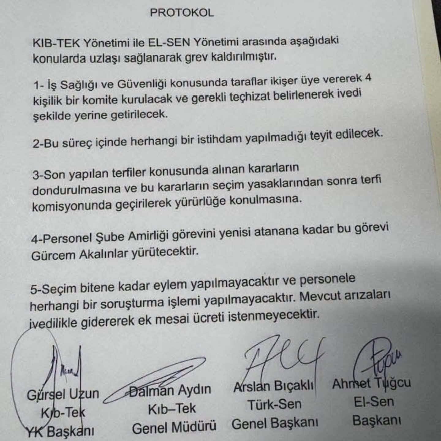 KIB-TEK yönetimi ile EL-SEN uzlaştı, grev sona erdi